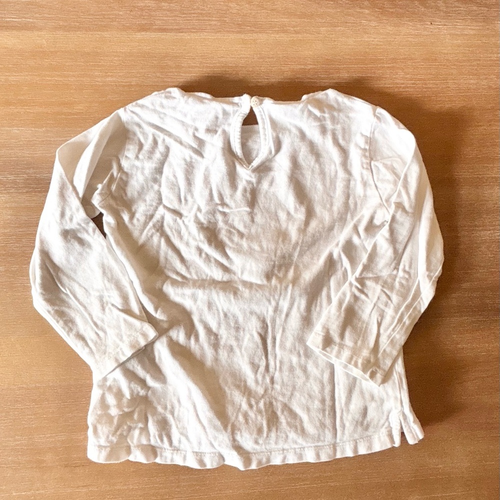 Zara Girls “Dance Theme” Long Sleeve White Tees, Sz 3-4Y Tutu Balletina Dance - Picture 9 of 10